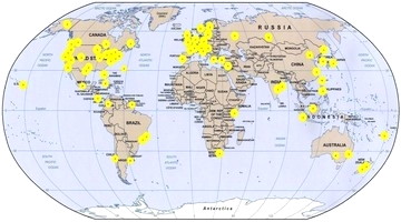 Map of egg locations around the world